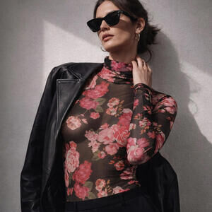 NWT GENERATION LOVE Sheer Floral Mesh Top Y2K Sexy Going Out Parisian Chic Party